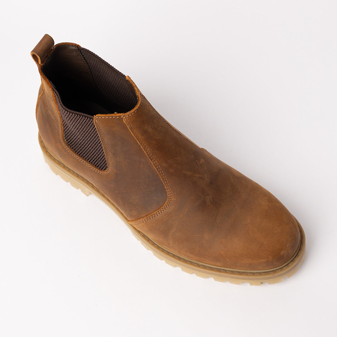 MENS ZAFF TAN LEATHER CHELSEA BOOT