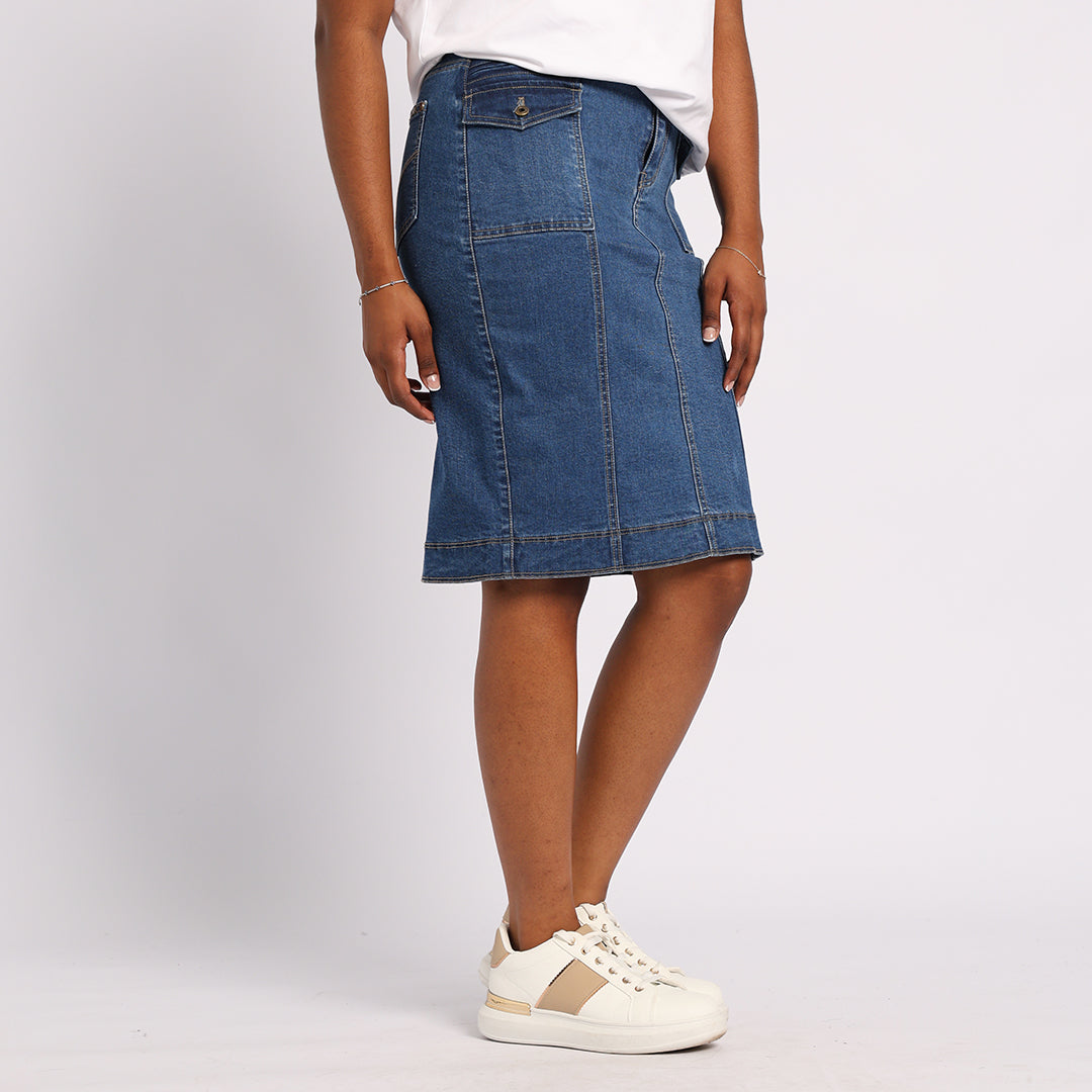BLUE PANNEL SKIRT