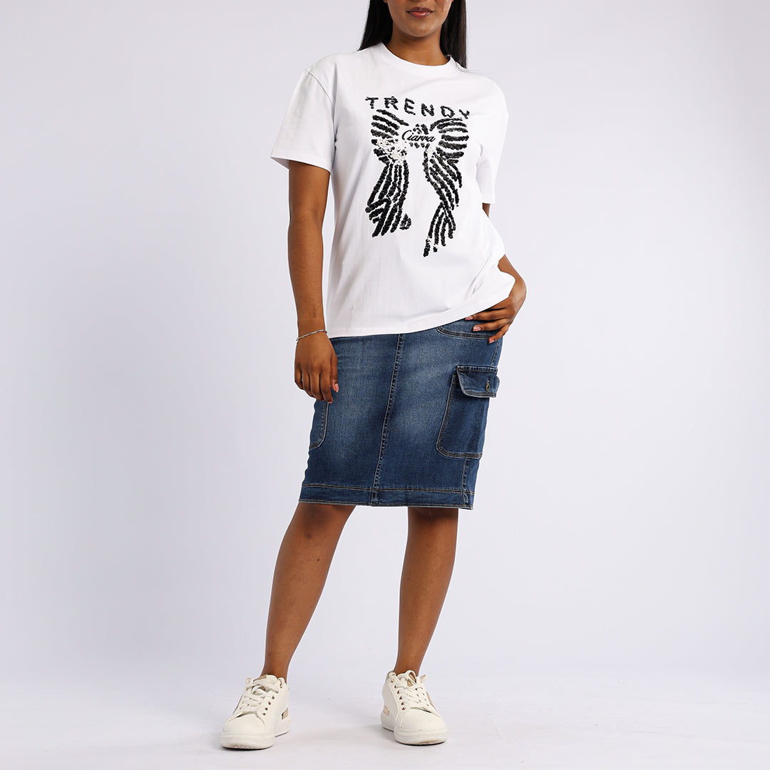 LDS EMBELISHED OVERSIZED TEE
