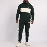 MENS ZAFF EMERALD/WHITE 1/4 ZIP SWEATER (COLOURBLOCK)