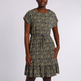 LADIES ALORA SAGE TENNIS PRINTED FRILL DRESS(RAYON CHALLIS)
