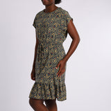 LADIES ALORA SAGE TENNIS PRINTED FRILL DRESS(RAYON CHALLIS)