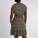 LADIES ALORA SAGE TENNIS PRINTED FRILL DRESS(RAYON CHALLIS)