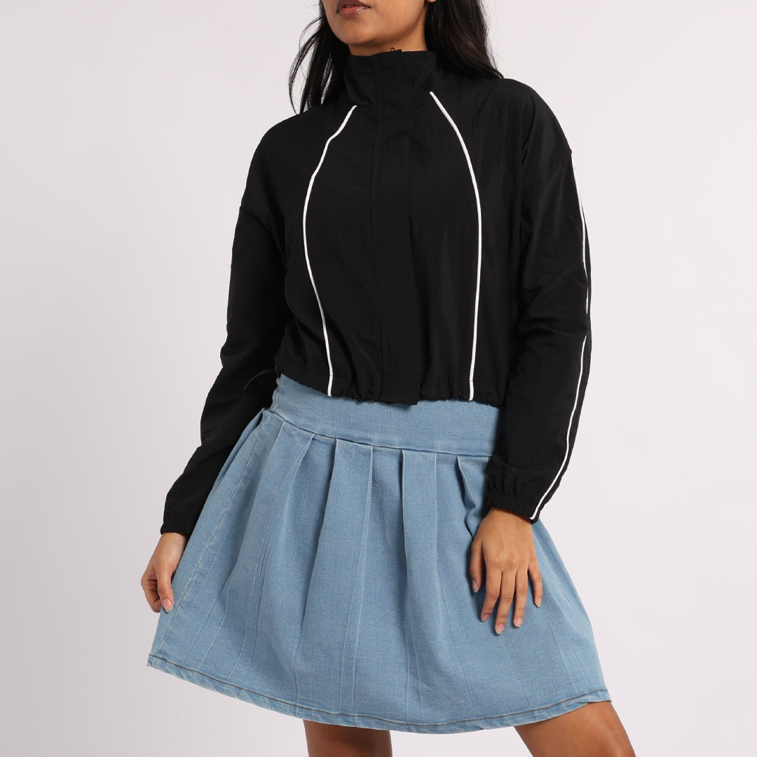 Denim Pleated Skirt