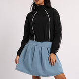 Denim Pleated Skirt