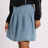 Denim Pleated Skirt