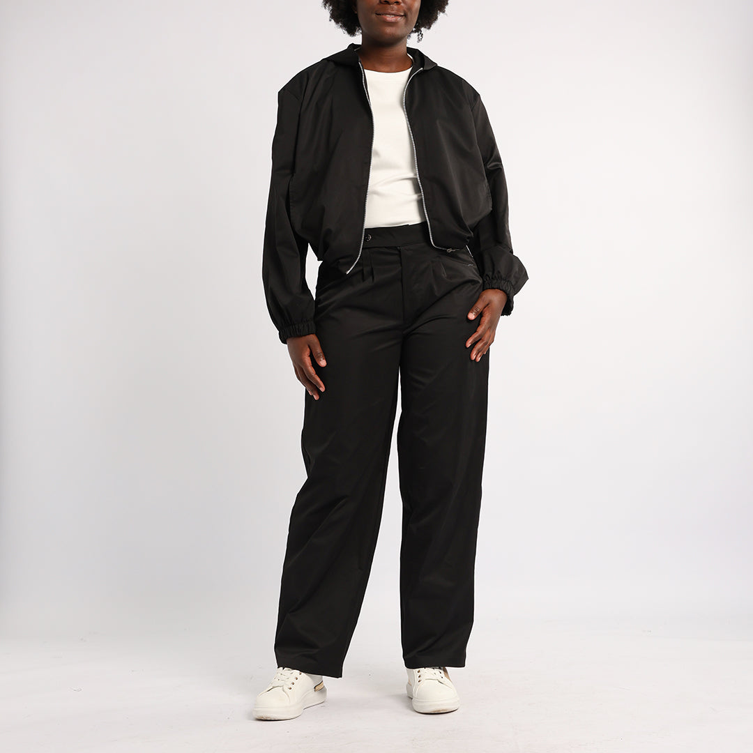 LADIES BLACK HOODED JACKET