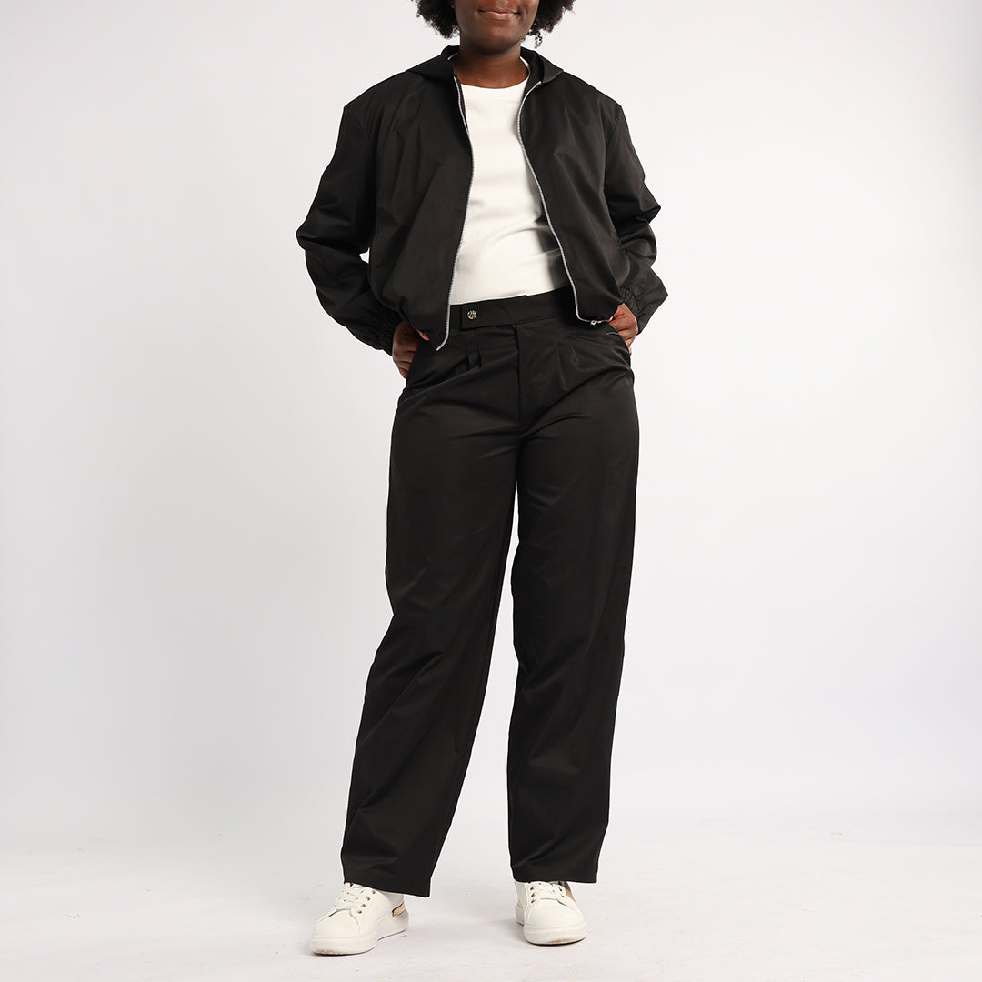 LADIES BLACK HOODED JACKET