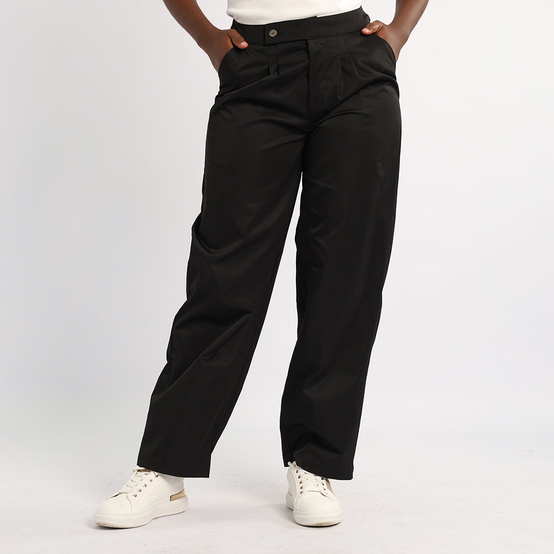 LADIES BLACK WIDE LEG PANT