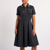 LADIES NAVY PLEATED SCUBA DRESS