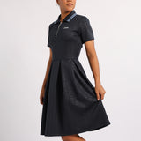LADIES NAVY PLEATED SCUBA DRESS