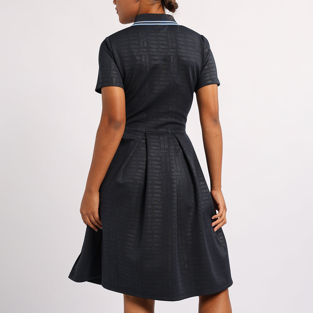 LADIES NAVY PLEATED SCUBA DRESS