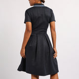 LADIES NAVY PLEATED SCUBA DRESS