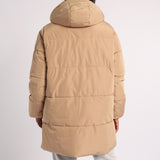Khaki Long Sleeve Puffer Hooded Jacket
