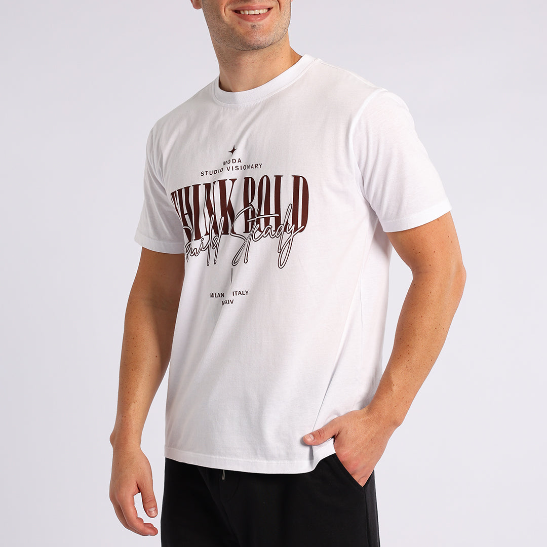 Mens White Graphic T-Shirt