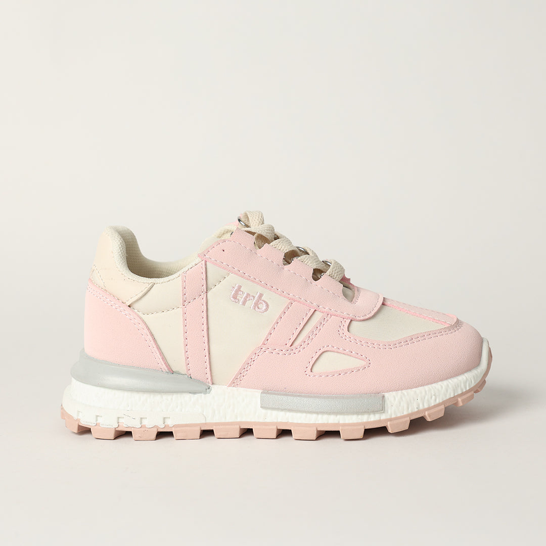 GIRLS TRB PINK BEIGE &amp; GREY COLOURBLOCKED SNEAKER
