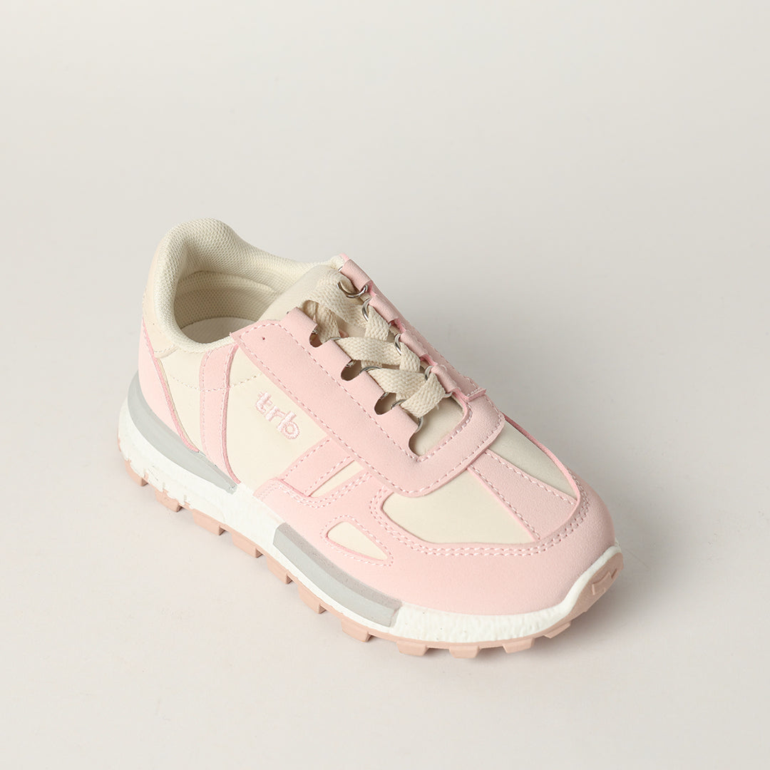 GIRLS TRB PINK BEIGE &amp; GREY COLOURBLOCKED SNEAKER