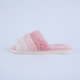 LADIES CIARRA PINK FUR OPEN TOE BEDROOM SLIPPER