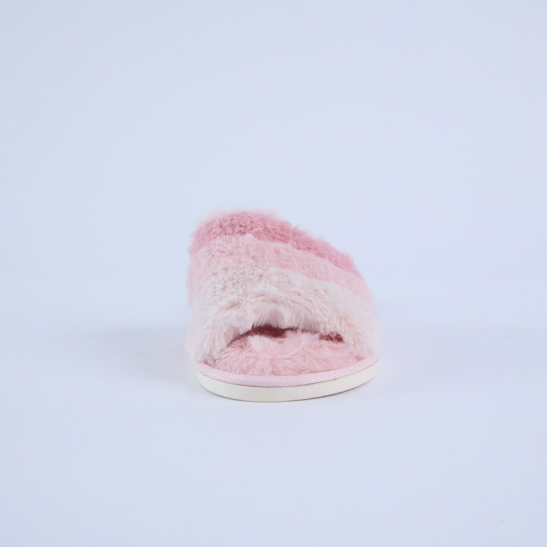LADIES CIARRA PINK FUR OPEN TOE BEDROOM SLIPPER