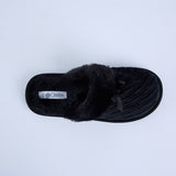 LADIES CIARRA BLACK SATIN BEDROOM SLIPPER