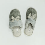 LADIES CIARRA GREY CHENILLE BEDROOM SLIPPER (FUR LI