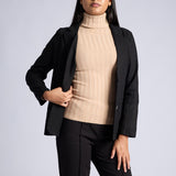 LADIES BLACK LONG SLEEVE LINEN JACKET