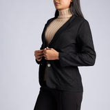 LADIES BLACK LONG SLEEVE LINEN JACKET