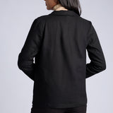 LADIES BLACK LONG SLEEVE LINEN JACKET