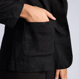 LADIES BLACK LONG SLEEVE LINEN JACKET