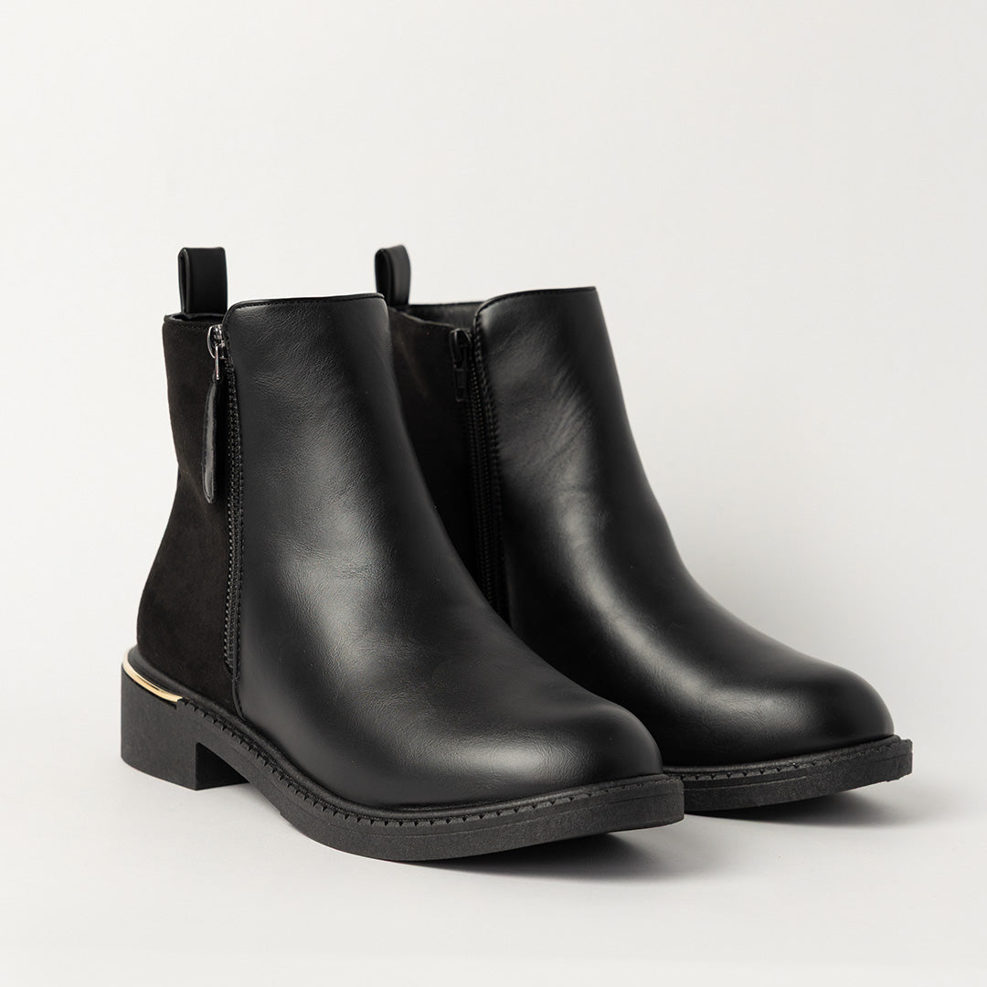 BLACK PU CHELSEA BOOT