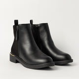 BLACK PU CHELSEA BOOT