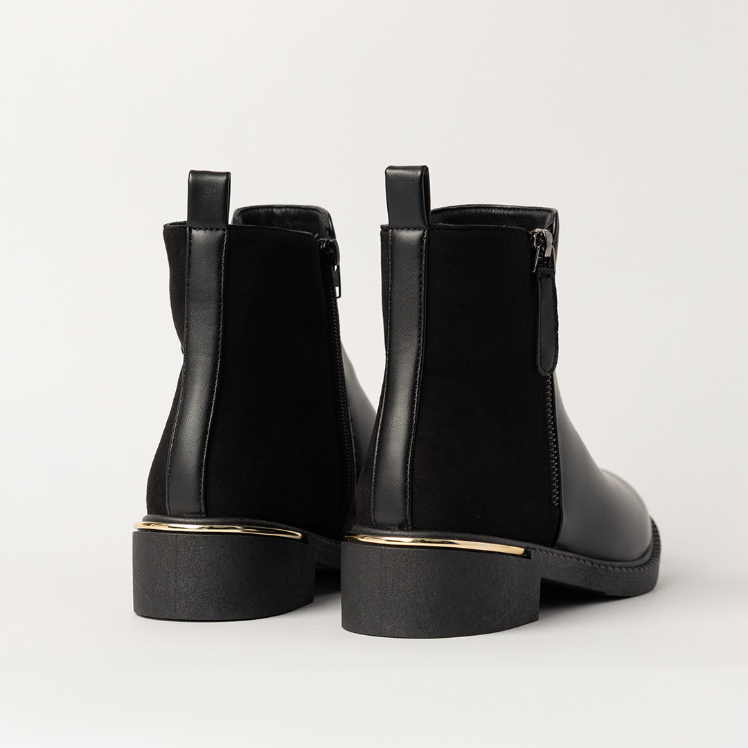 BLACK PU CHELSEA BOOT