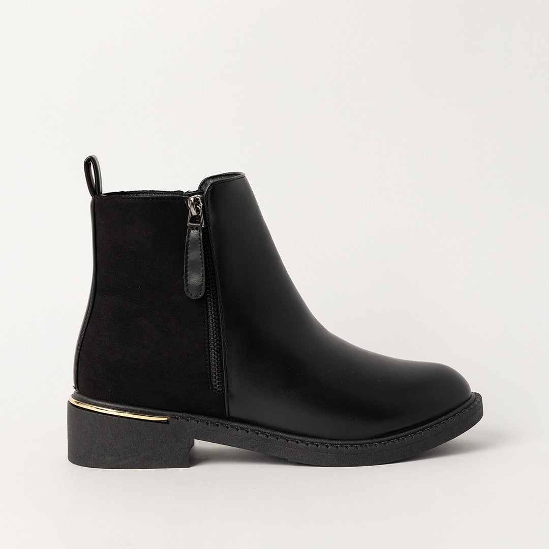 BLACK PU CHELSEA BOOT