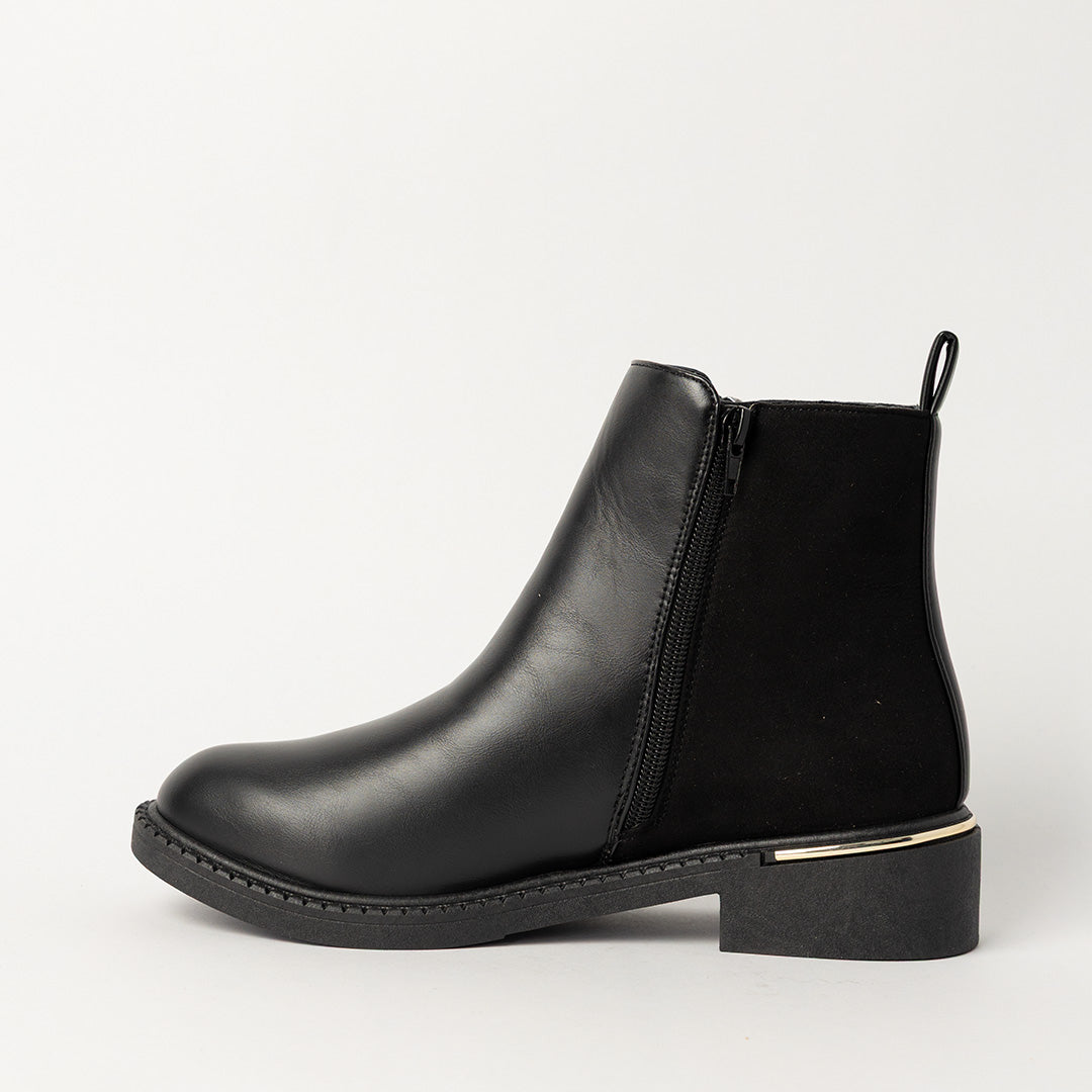 BLACK PU CHELSEA BOOT