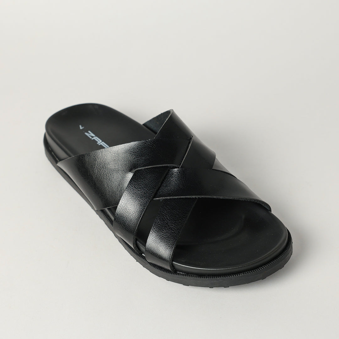 MENS ZAFF BLACK MOULDED SANDAL (WEAVE UPPER