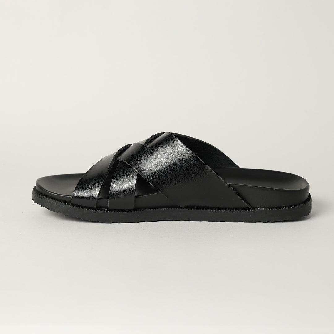 MENS ZAFF BLACK MOULDED SANDAL (WEAVE UPPER