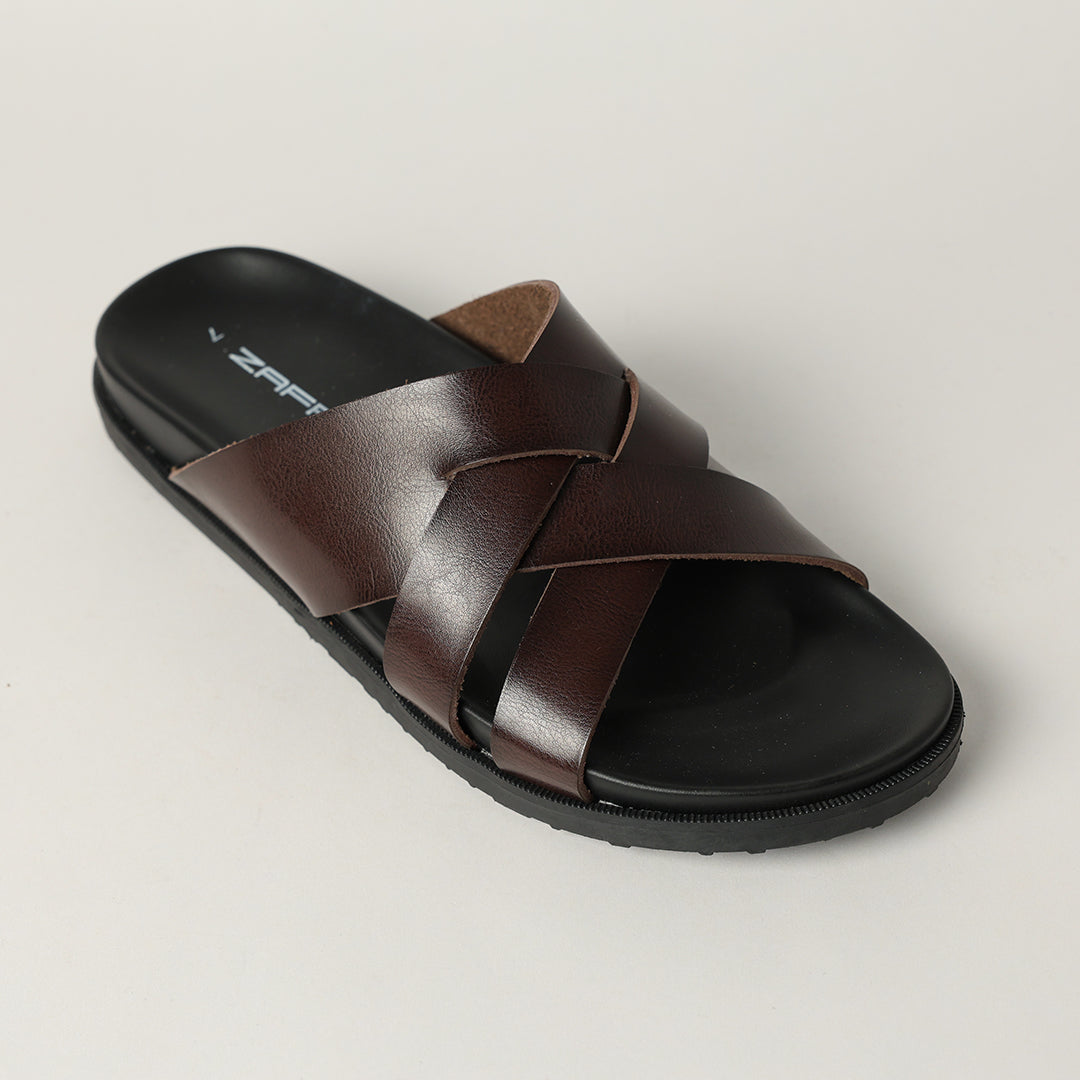 MENS ZAFF CHOC MOULDED SANDAL (WEAVE UPPER)