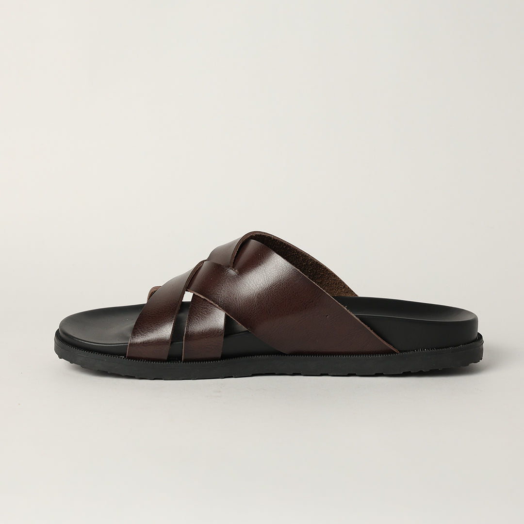 MENS ZAFF CHOC MOULDED SANDAL (WEAVE UPPER)
