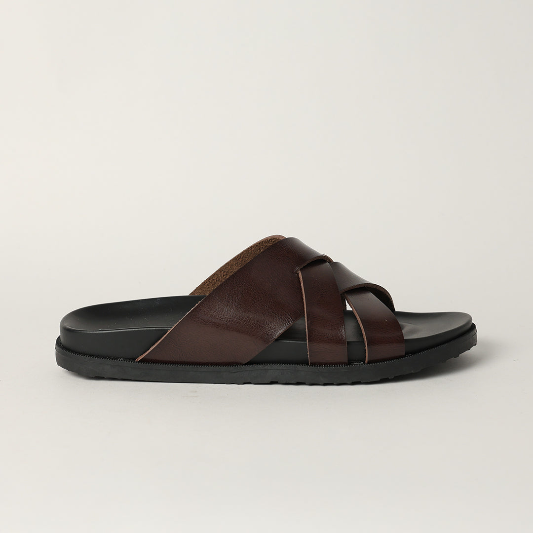 MENS ZAFF CHOC MOULDED SANDAL (WEAVE UPPER)