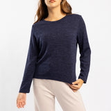 NAVY LUREX LONG SLEEVE TOP