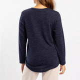 NAVY LUREX LONG SLEEVE TOP