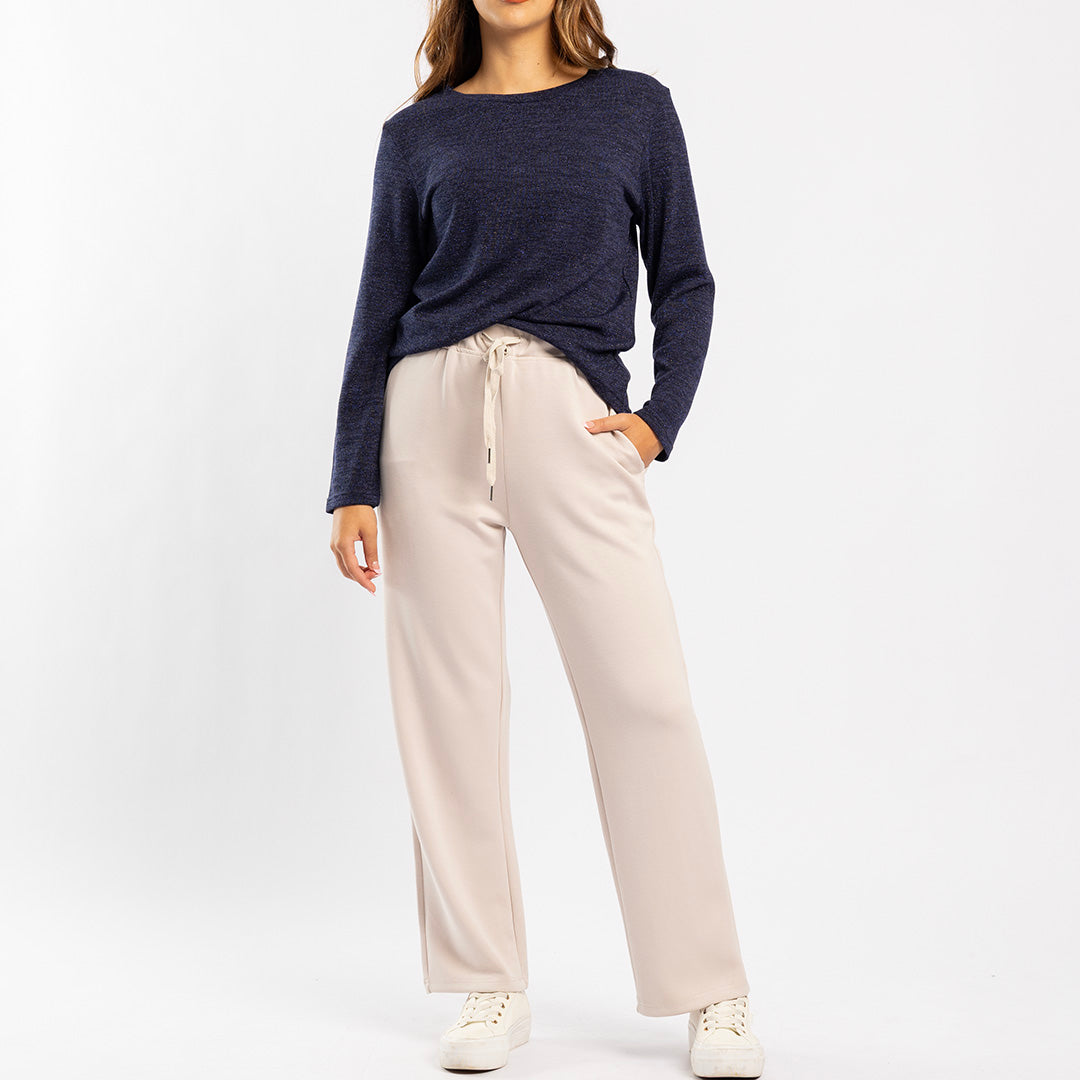 NAVY LUREX LONG SLEEVE TOP