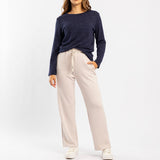 NAVY LUREX LONG SLEEVE TOP
