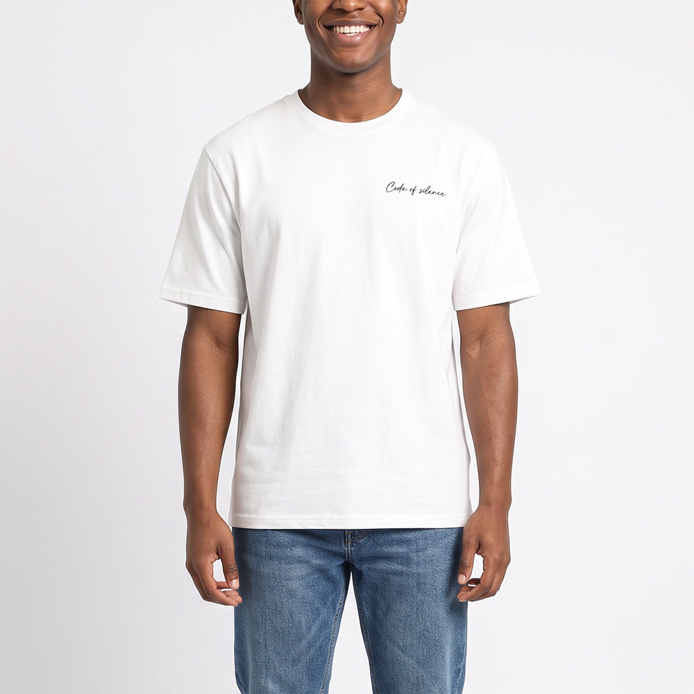Mens Moda White Unbrushed -Fleece Boxy T-shirt