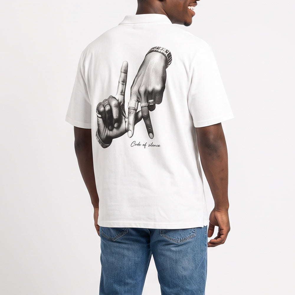 Mens Moda White Unbrushed -Fleece Boxy T-shirt