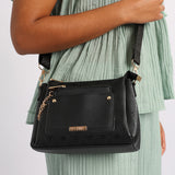 LADIES CIARRA BLACK EMBOSSED AOP CROSSBODY BAG