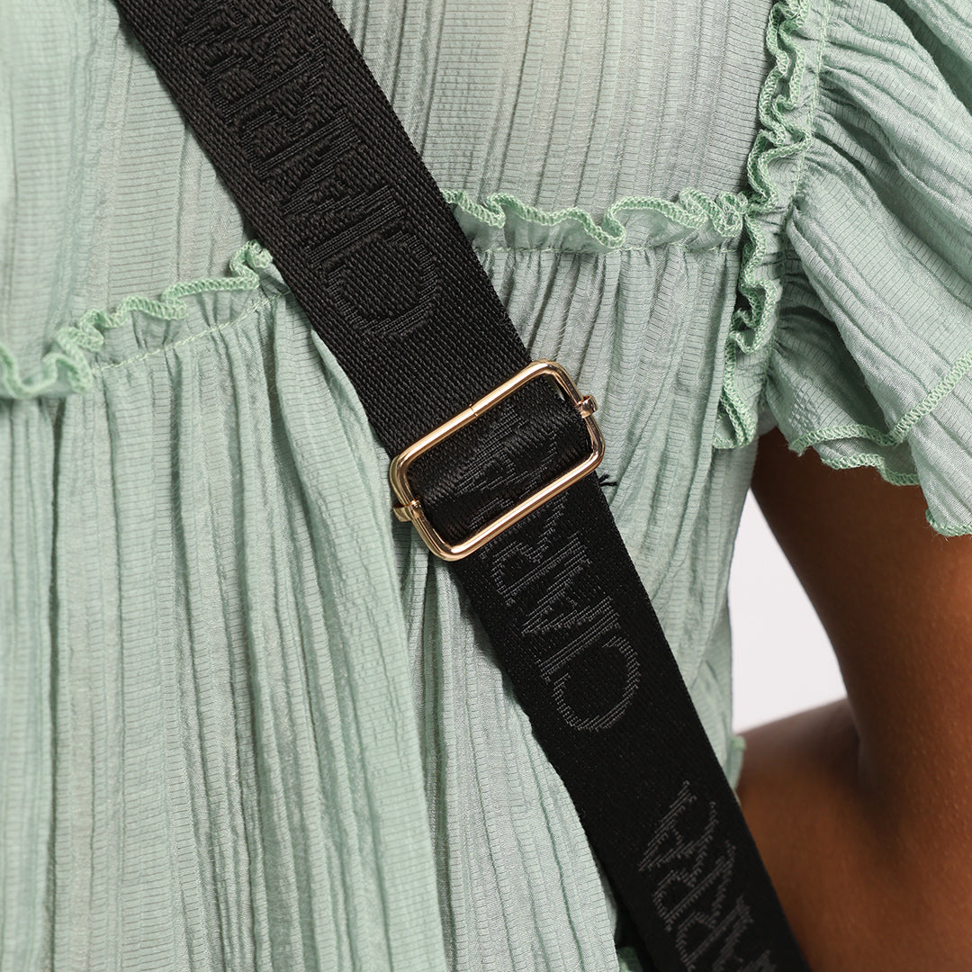 LADIES CIARRA BLACK EMBOSSED AOP CROSSBODY BAG