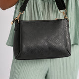 LADIES CIARRA BLACK EMBOSSED AOP CROSSBODY BAG