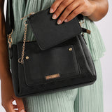 LADIES CIARRA BLACK EMBOSSED AOP CROSSBODY BAG