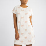 CREAM/PINK SPOT BOW PRINT NIGHTIE